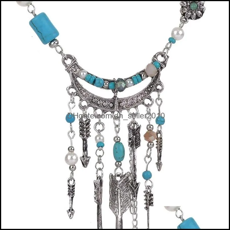 Chains Kuziduocai Fashion Fine Jewelry Retro Ethnic Style Pearl Beaded Cupid`s Arrow Multi- Necklaces & Pendant For Women 3470 Q2