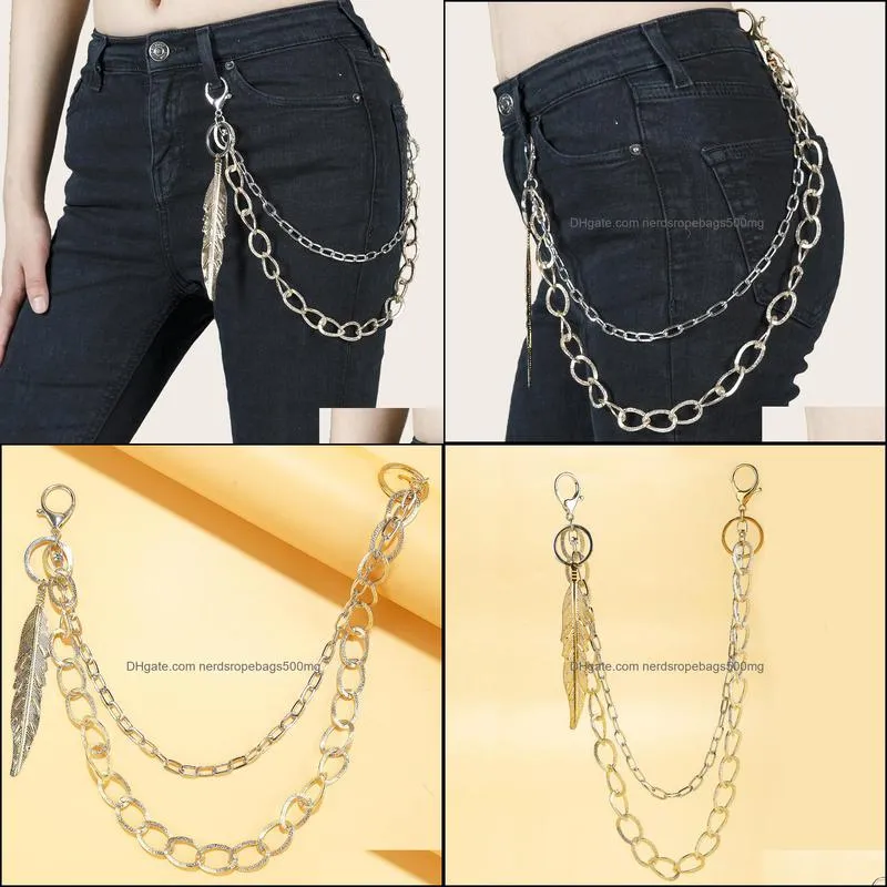 Cuban Link Chains Keychain for Women HipHop Pant Jeans Punk Rock Trousers Chain Street Key Chain Hipster