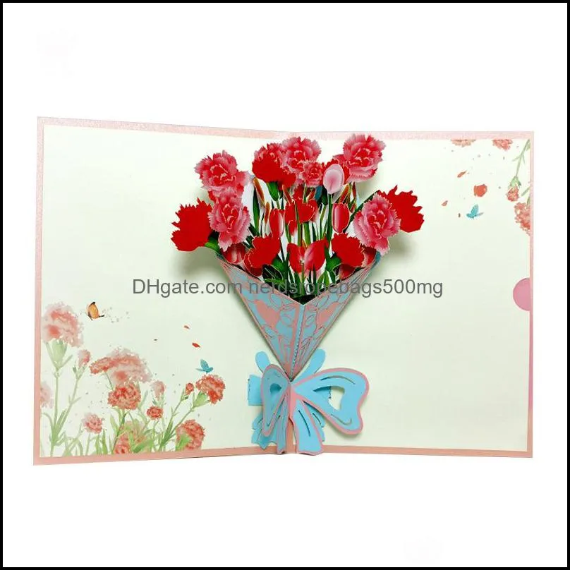 Creative three-dimensional greeting card wholesale 3D msee pic`s day cards blessing 38 women`s day card handmade carnation