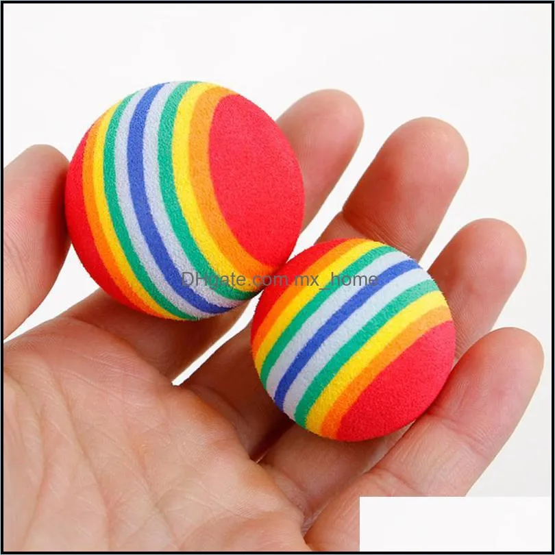 2Pcs Pet Toy Balls Safety Mini Cute Rainbow Ball For Cat Dog Interactive Toys Chewing Rattle Scratch Ball Training Pet Supplies