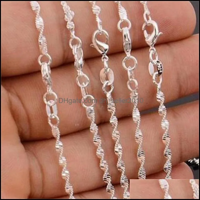 925 Sterling Silver 16/18/20/22/24/26/28/30 Inch Side Chain 2mm Strands Necklace For Women Man Fashion Wedding Charm Jewelry 807 Z2