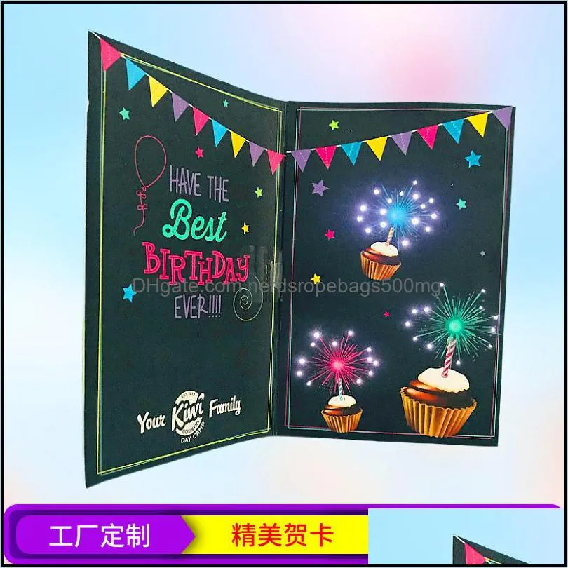 LED light glowing sound music paper greeting card