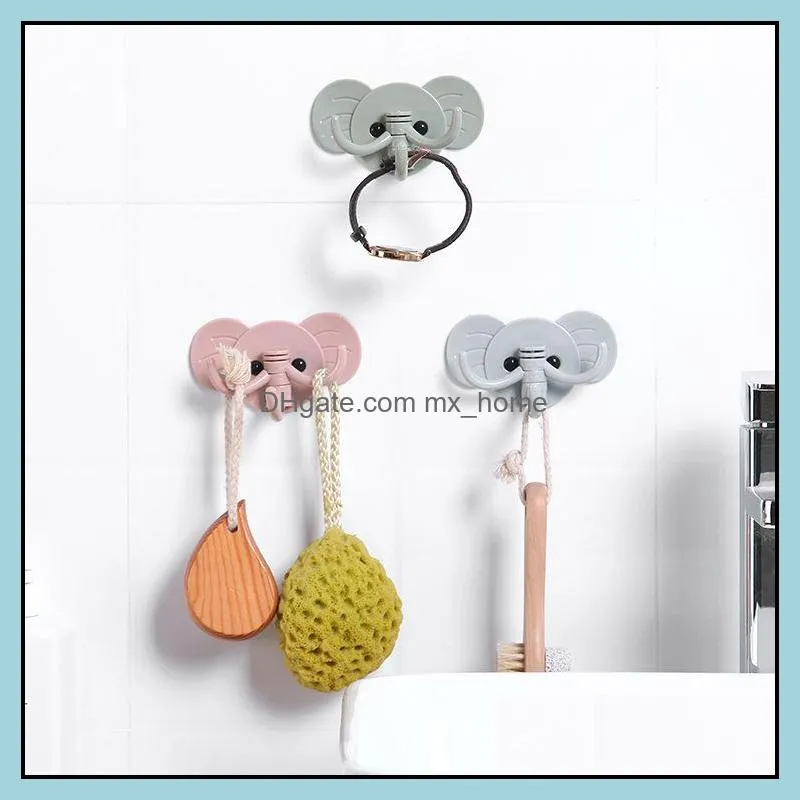 Bathroom Shelves Elephant self-adhesive hook kitchen creative cute elephant multi-function door nail-free hook