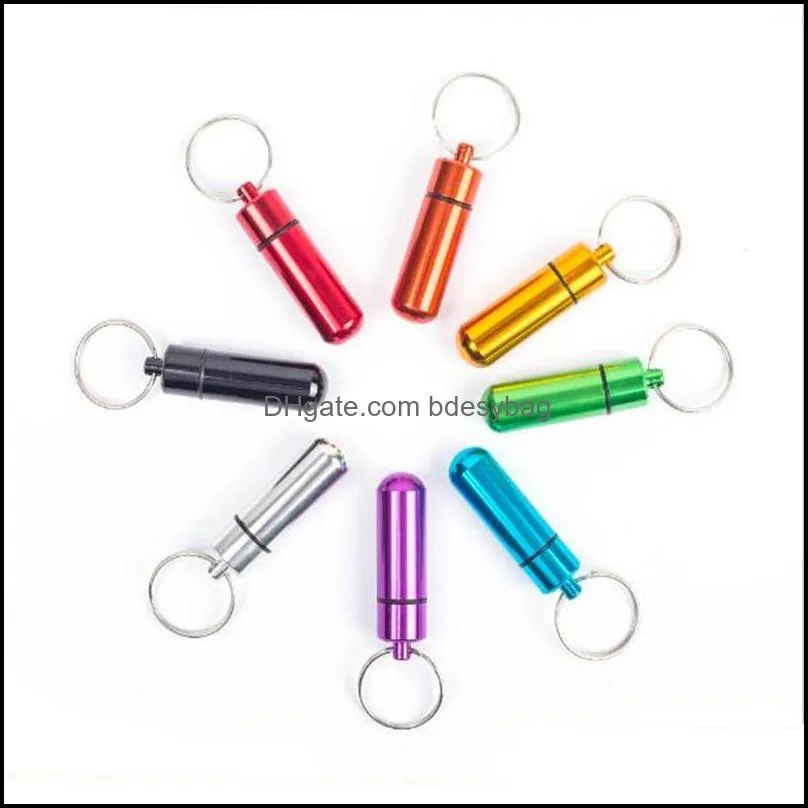 key chain holder aluminum waterproof pill box bottle container keychain jar storage stash smoking accessories
