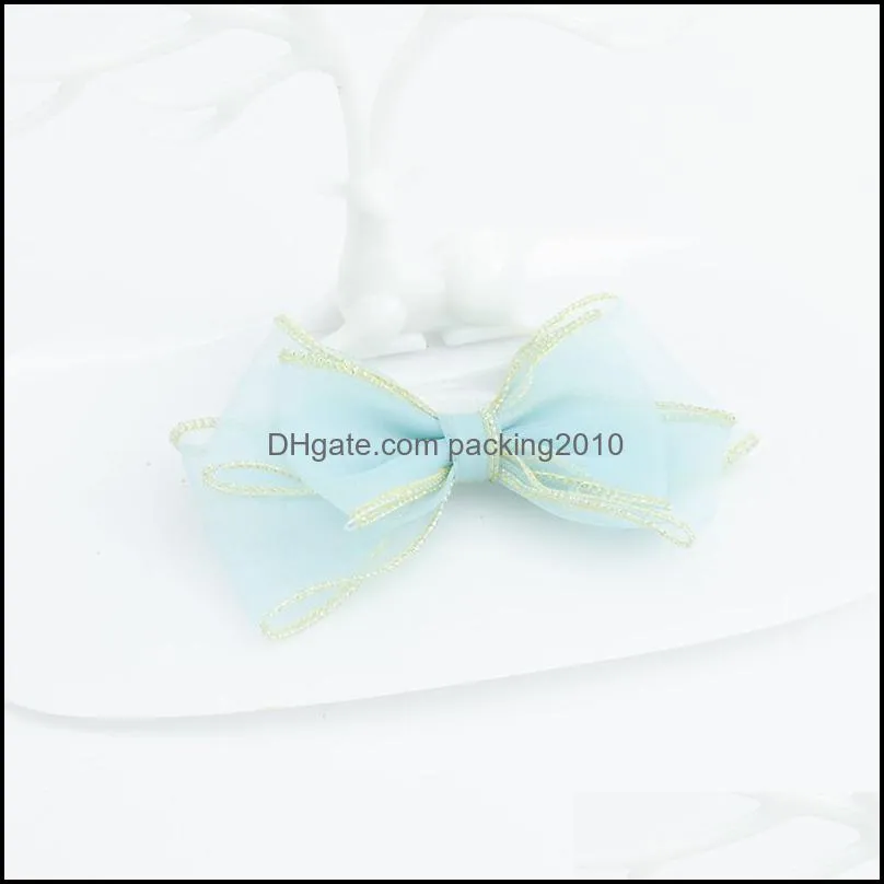 new mesh solid color bow hairpin all-match double-layer candy color fairy fashion side clip