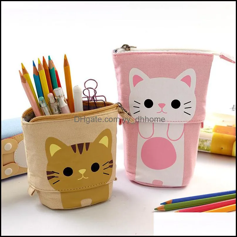 Creative pencil case Korean version of student stationery Variable drop-down retractable pencil holder simple cute canvas