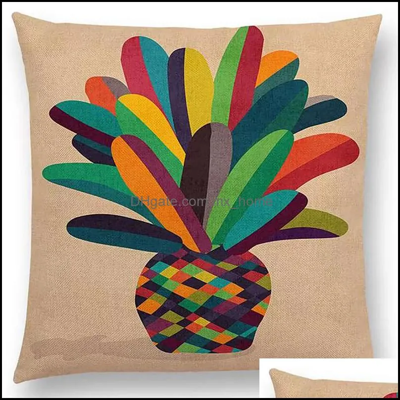 Geometric jigsaw pineapple flax series digital printed pillow case colorful home decoration sofa cushions cover cushion covers size