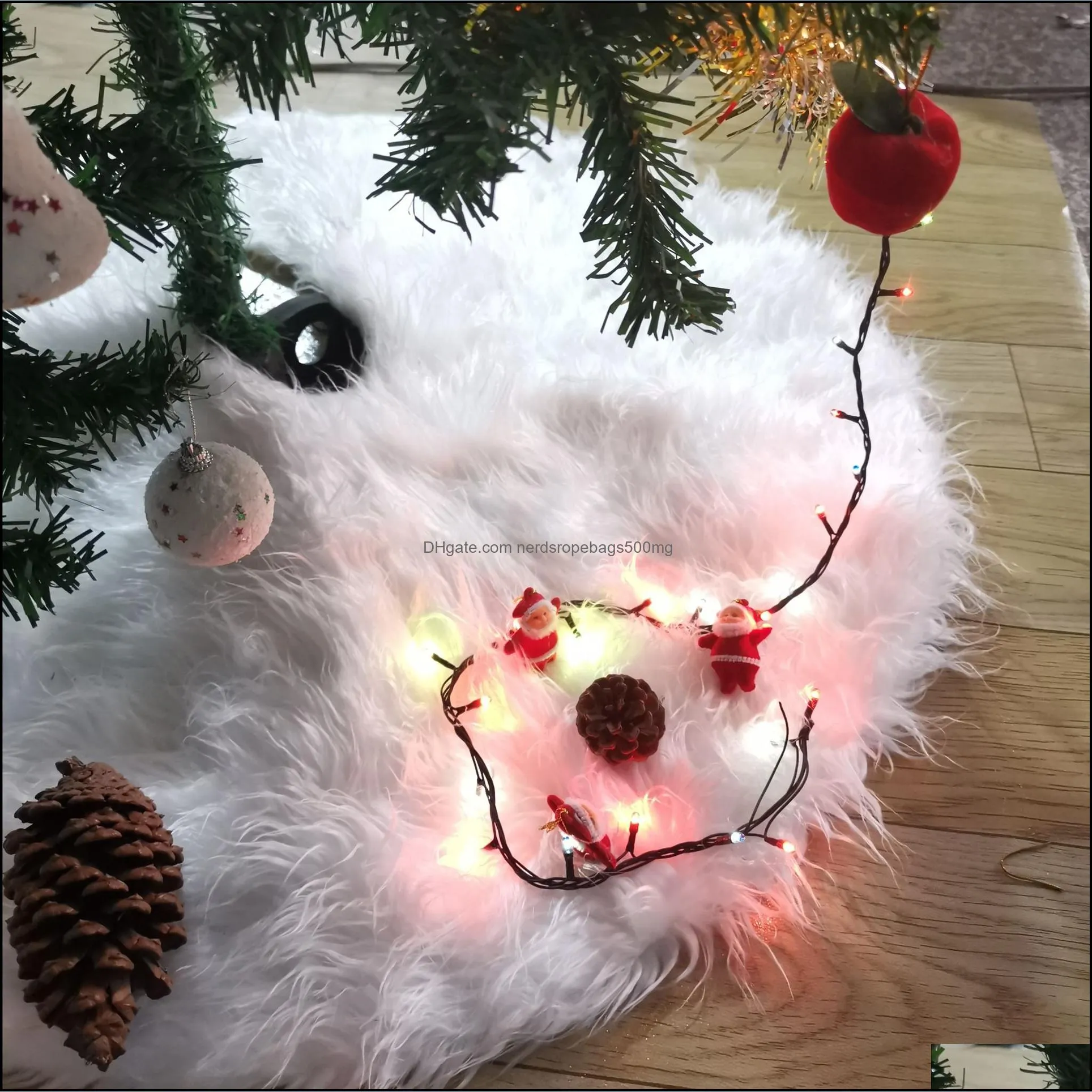 long-haired Christmas tree skirt pure white falling water plush holiday supplies Christmas tree skirt decoration