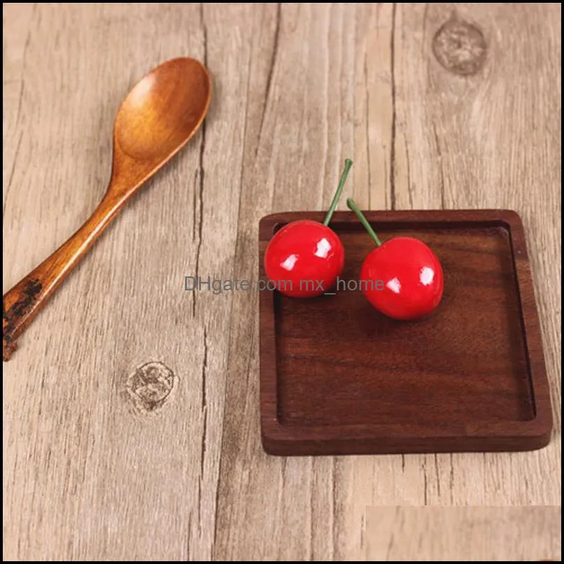 Tea Coffee Cup Pad Placemats Decor Walnut Wood Coasters Durable Heat Resistant Square Round Drink Mat 1 Pcs Bowl