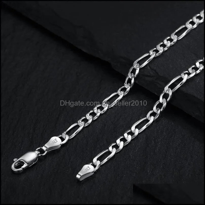 Strands 925 Sterling Silver 16/18/20/22/24/26/28/30 Inch 4mm Classic Chain Necklace For Women Man Fashion Wedding Charm Jewelry 804 Z2