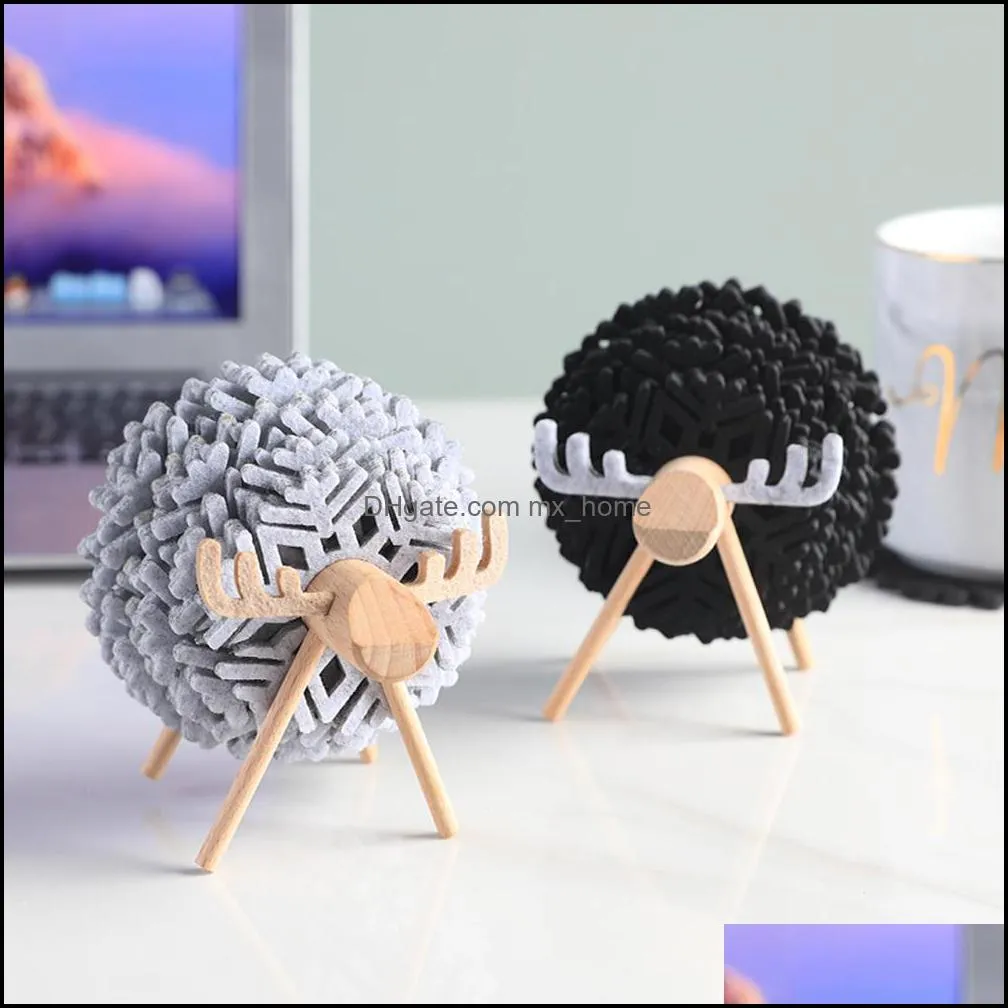 New Sheep Shape Anti Slip Cup Pads Coasters Insulated Round Felt Cup Mats Japan Style Creative Office Art Crafts Gift