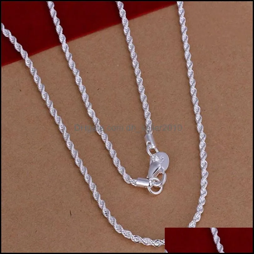 925 Sterling Silver 16/18/20/22/24 Inch 4mm Twisted Rope Chain Necklace For Women Man Fashion Wedding Charm Jewelry 806 Z2