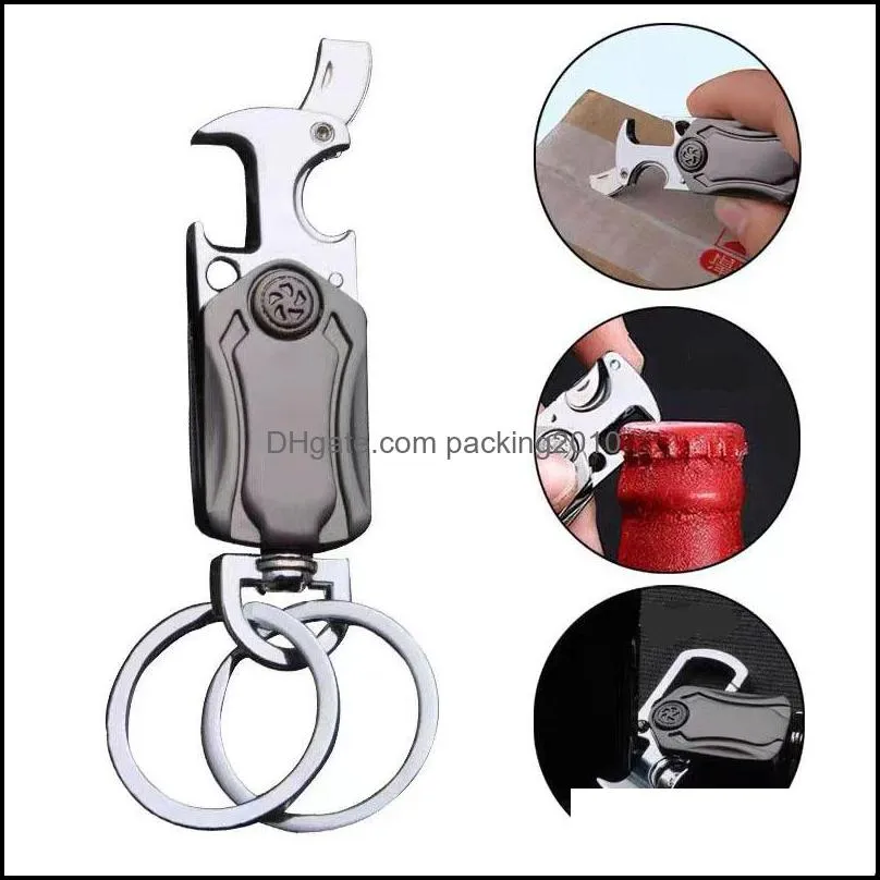 Bar Creative Keychain Fashion Cool Anti-Anxiety Rotatable Car Key Holder Multifunctional Keyring Bottle Opener Key Chain Gift