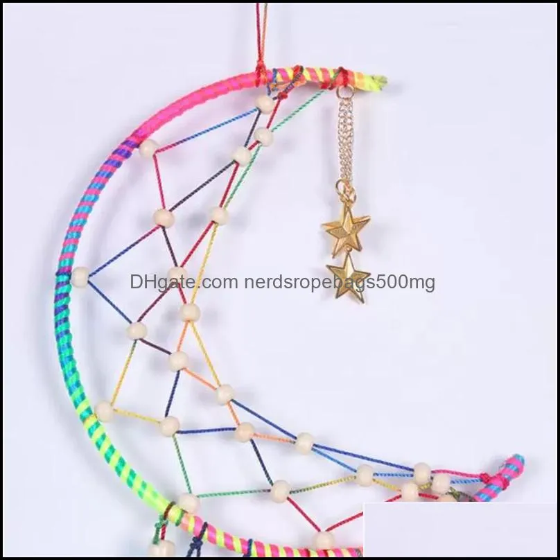 Arts Crafts Dream Catcher Festival Gift Handmade Half Circle Moon Design Art Crafts Dreamcatcher Feather Hanging Star Home Wall