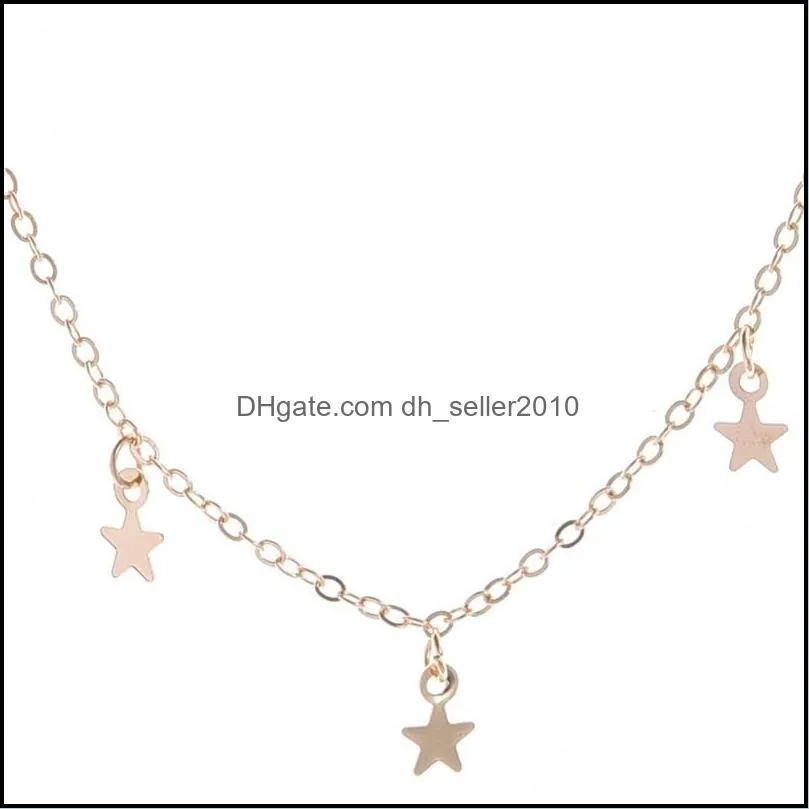 Five Pointed Star Women Necklace Jewelry Plated Gold Lady Chain Fashion Simplicity Thickening Long Tag Pendant Necklaces 1cy J2B