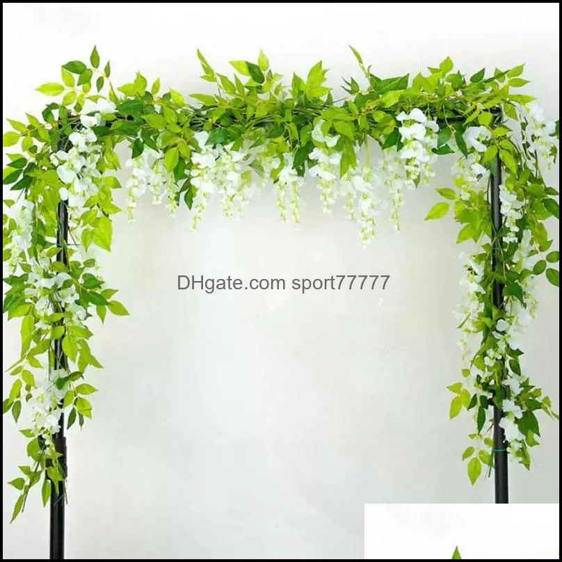 Decorative Flowers 1.8M Artificial Rattan Garland Wedding Arch Decorative Fake Plants
