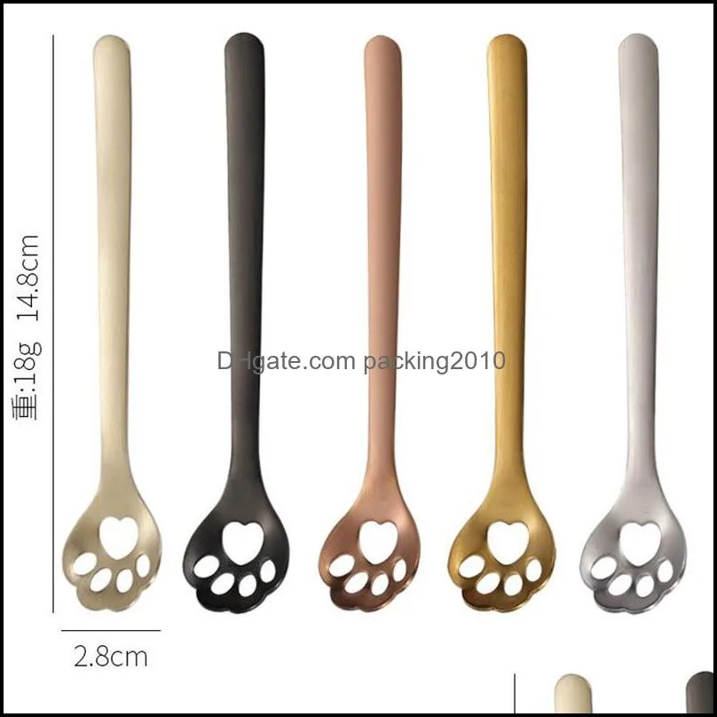 1Pcs Cute Style Cat Paw Spoon For Tea Coffee Milk Drink Ice Cream Cake Stainless Steel Tableware