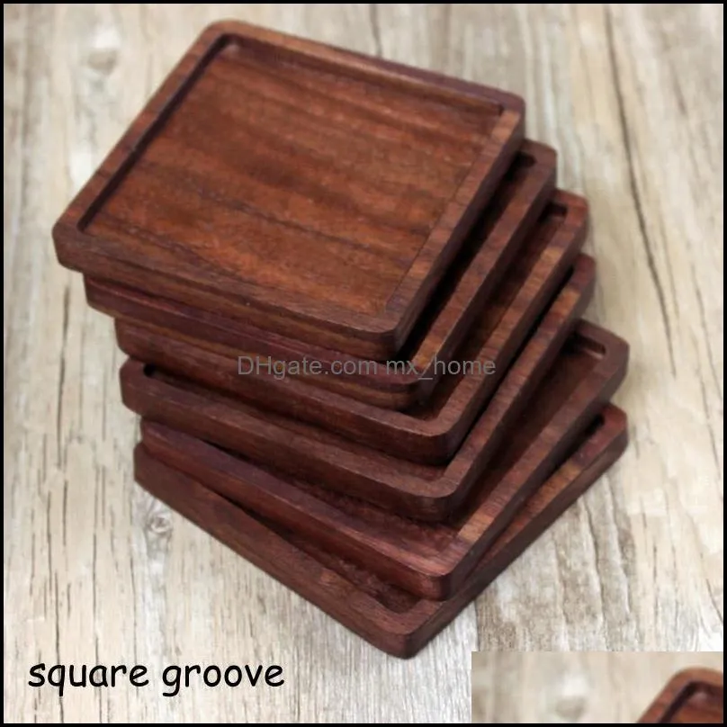 Tea Coffee Cup Pad Placemats Decor Walnut Wood Coasters Durable Heat Resistant Square Round Drink Mat 1 Pcs Bowl