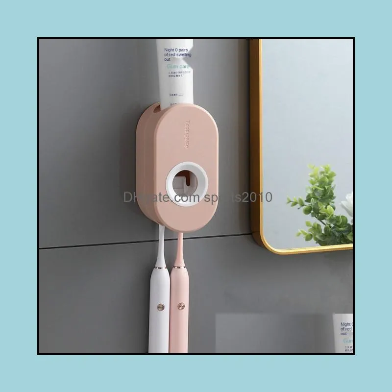 Adhesive Automatic Toothpaste Squeezer Set, Wall-mounted Toothpaste Holder, Toothbrush Rack, Wall Suction