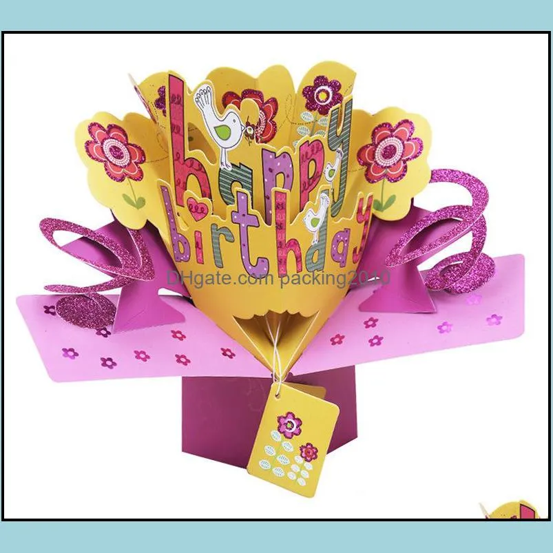 Creative Birthday Gifts Color Printing Three-dimensional Birthday Cards Thank You card Happy