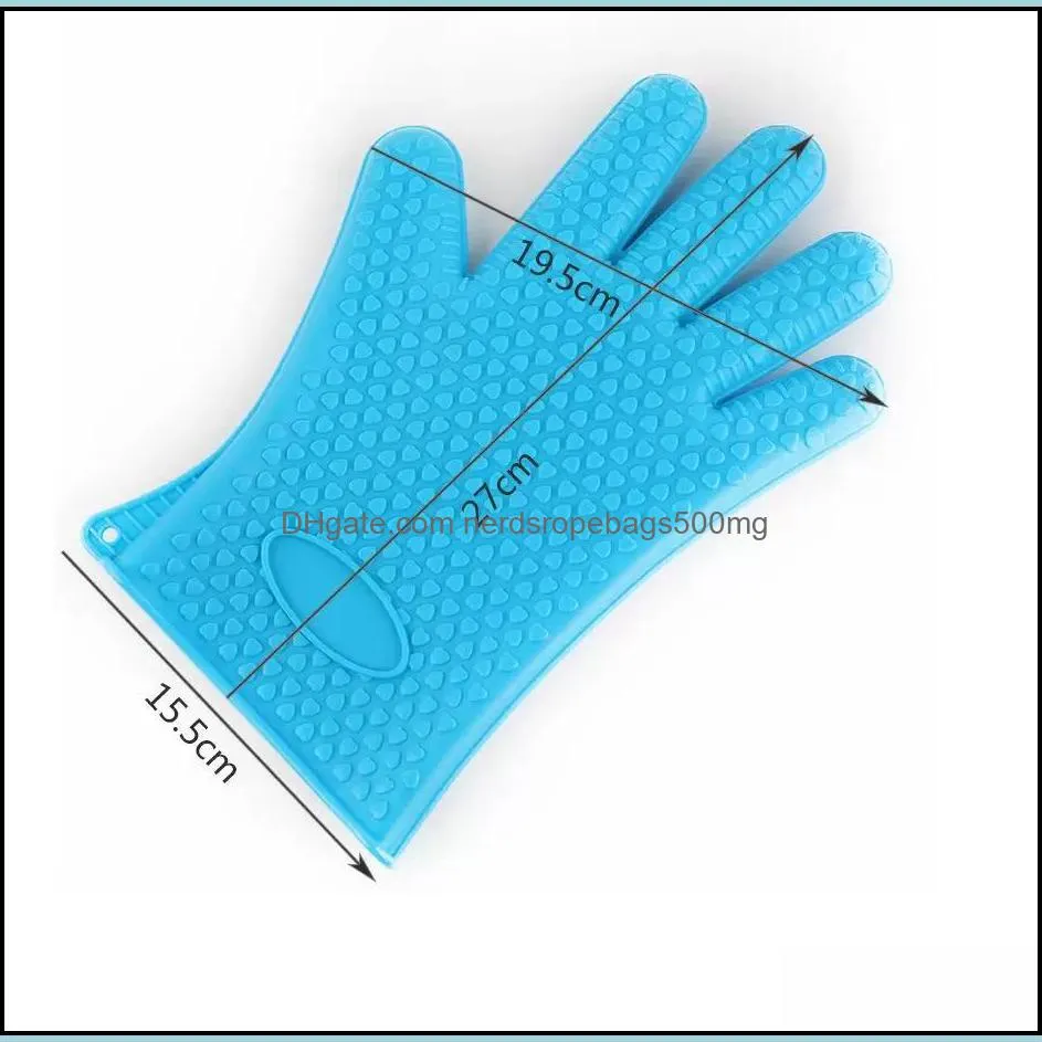 Arts and Crafts Kitchen Microwave Oven Baking Gloves Thermal Insulation Anti Slip Silicone Five-Finger Heat Resistant Safe Non-toxic