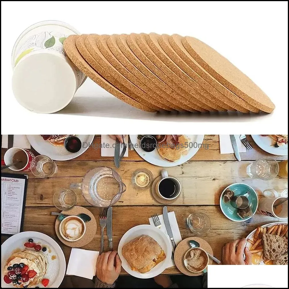 Cork Coaster 1Pcs Cup Mat Tea Coffee Mug Drinks Holder for Kitchen Natural Wooden Mats Tableware Round Drink Coaster