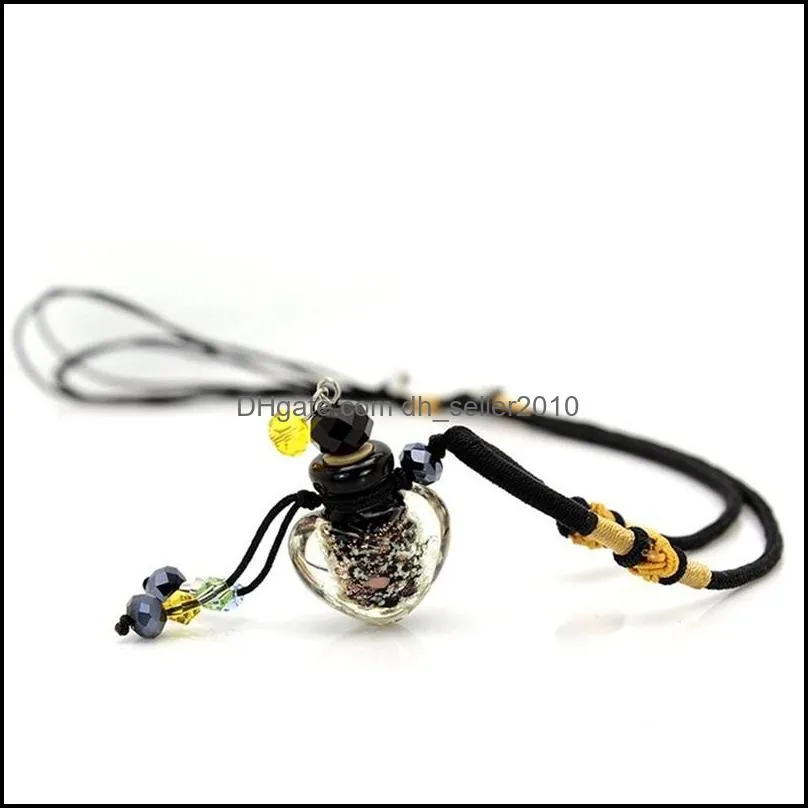 Gourd Ball Pendant Necklaces Colorful Glass Essential Oil Bottle Heart Necklace Jewelry Valentines Day Gift For Men Women 20 W2