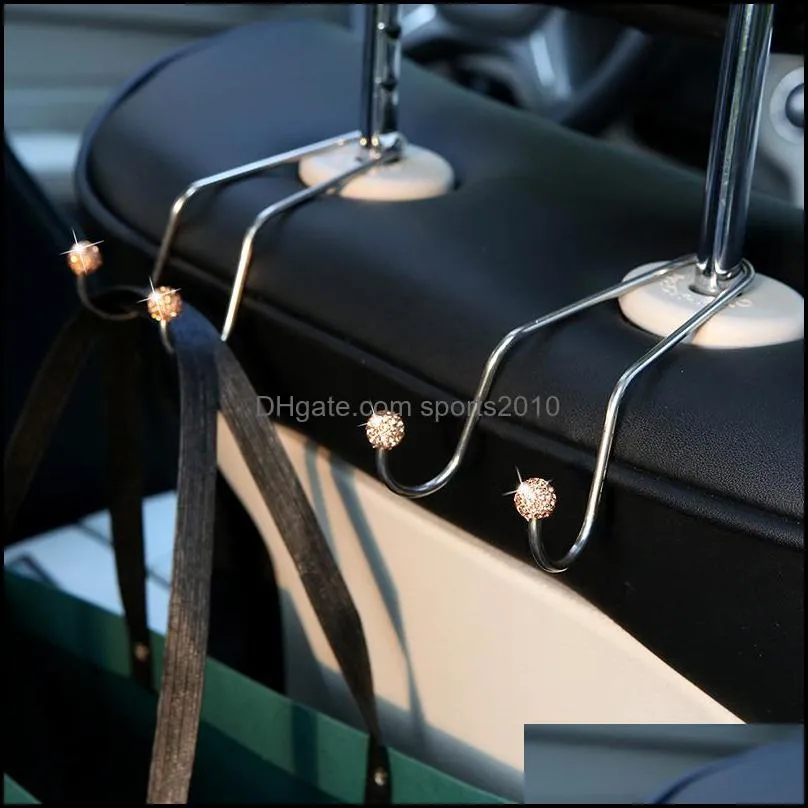Car hook diamond-encrusted seat headrest multi-function hook hidden storage stainless steel car metal hook