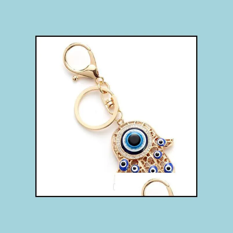 hollow fatima hamsa hand turkey blue eyes key chain alloy glass evil eye keychains car handbags accessories lobster clasp