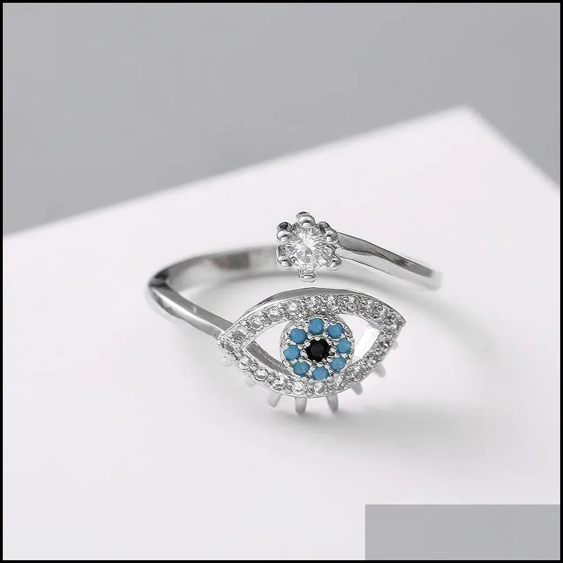 lucky turkish blue evil eye ring open adjustable finger wedding rings for women trendy jewelry wholesale