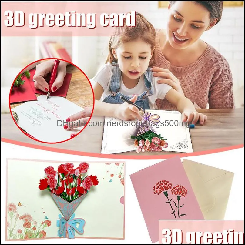 Creative three-dimensional greeting card wholesale 3D msee pic`s day cards blessing 38 women`s day card handmade carnation
