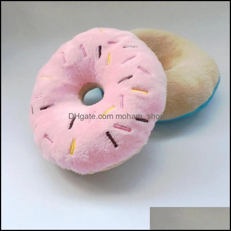 Soft Dog Donuts Plush Pet Dog Toys For Dogs Chew Toy Cute Puppy Squeaker Sound Toys Funny Small Medium Interactive