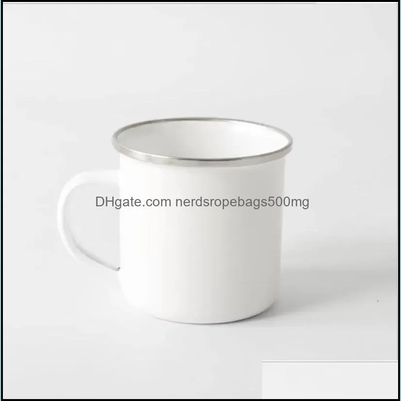 Sublimation Mugs Blank Heat Transfer Coated Enamel Mug Stainless Steel Edge Beverage Mugs