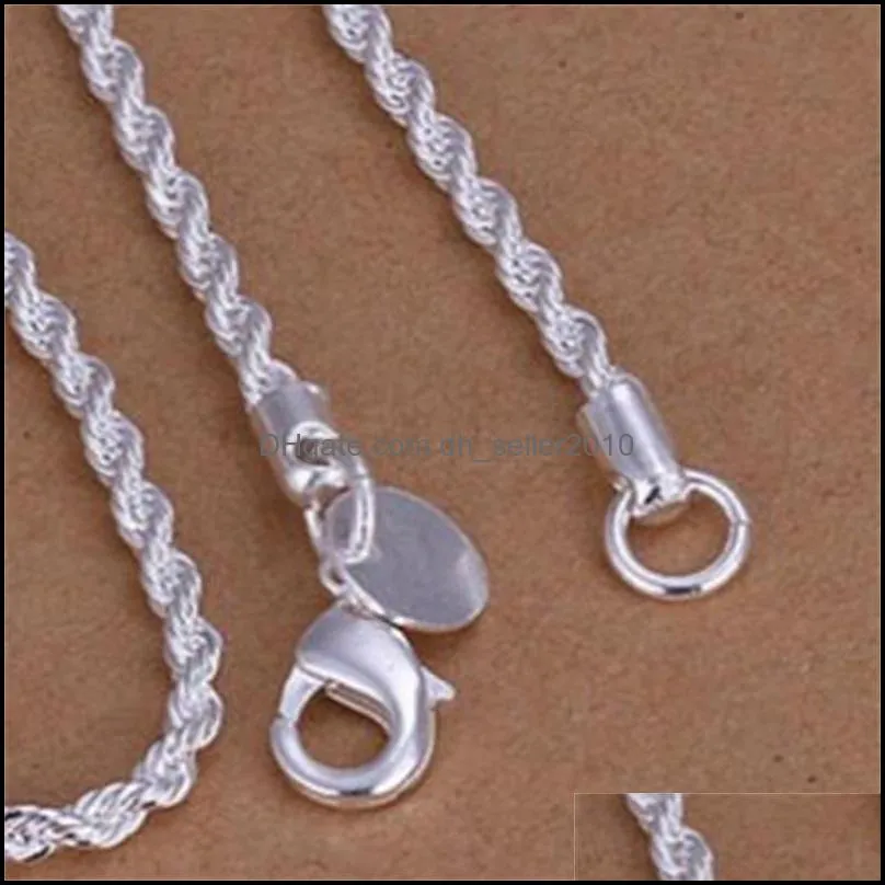 925 Sterling Silver 16/18/20/22/24 Inch 4mm Twisted Rope Chain Necklace For Women Man Fashion Wedding Charm Jewelry 806 Z2