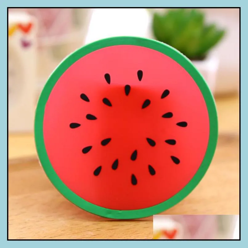 6 styles fruit silicone coaster mats pattern colorful round cup cushion holder thick drink tableware coasters mug dhl free delivery