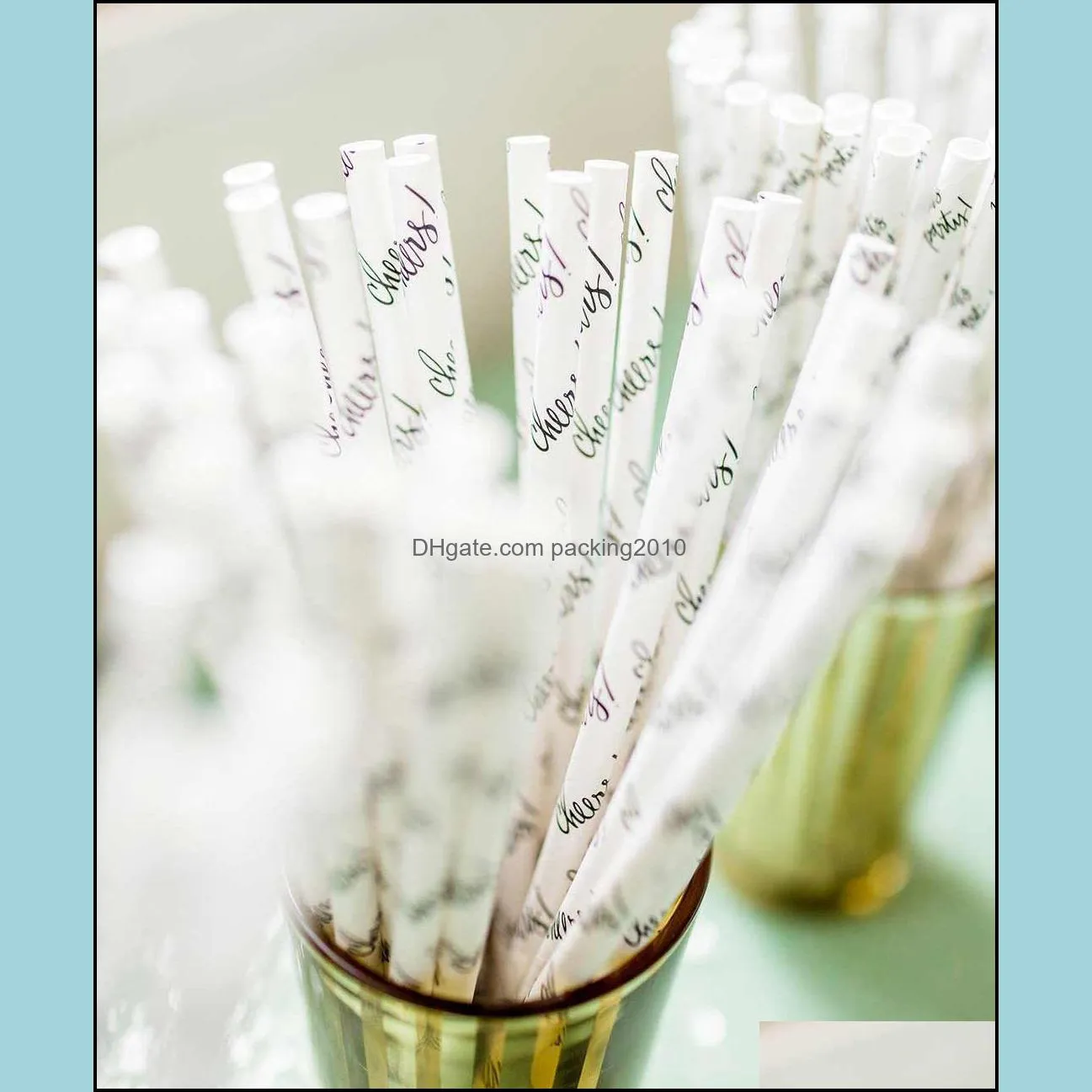 Paper straw creative color green party wedding dessert decoration degradable disposable products