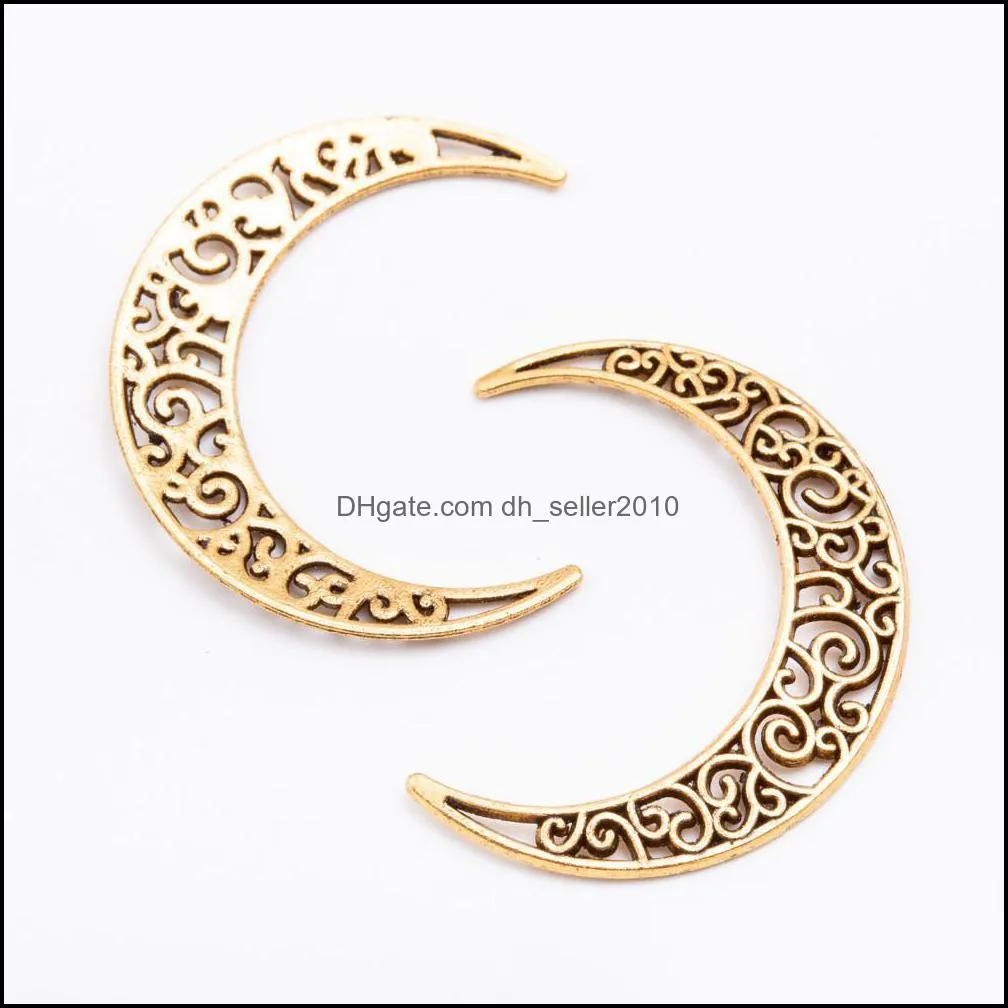 37x30MM Tibetan silver color gold filigree moon charms antique pendant for bracelet earring necklace DIY jewelry making 50pcs