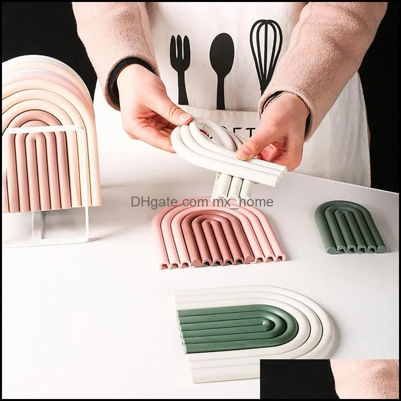 Rainbow Silicone Table Mat Coaster Hot Dishes Pot Holder Placemat Multipurpose Pot Holders for Kitchen Heat Resistant Pan