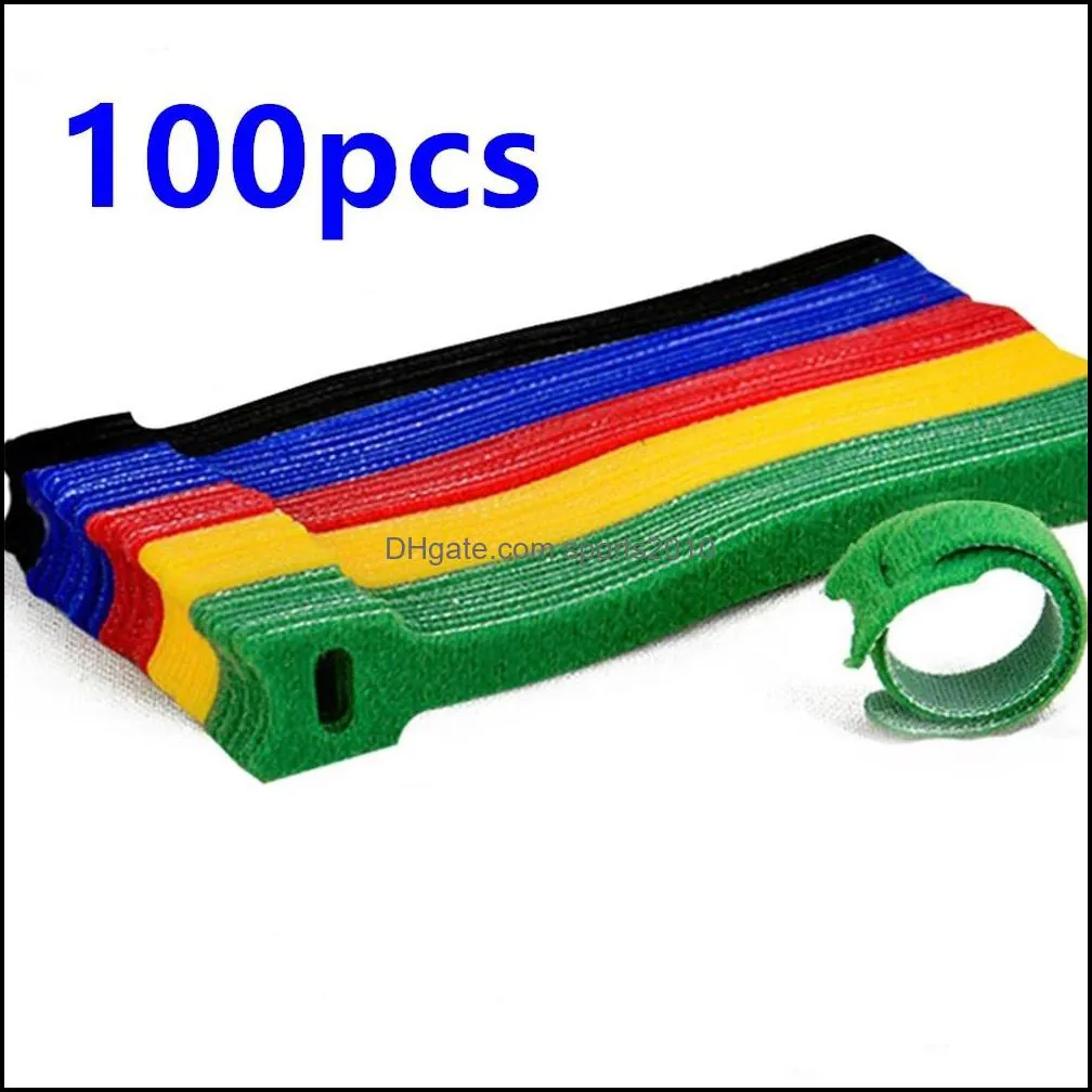 50pcs /100pcs Releasable Cable Ties Colored Plastics Reusable ties Nylon Loop Wrap Zip Bundle T-type Wire