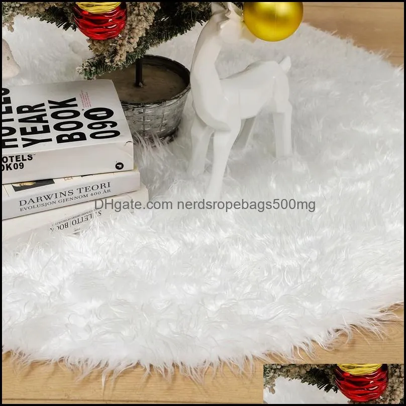 long-haired Christmas tree skirt pure white falling water plush holiday supplies Christmas tree skirt decoration