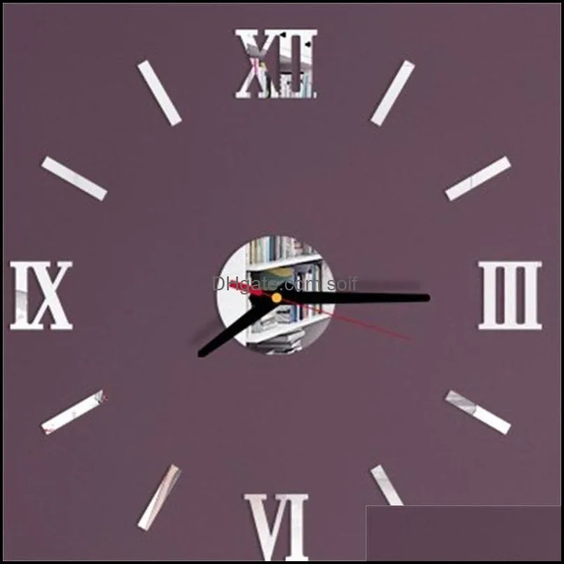 Acrylic Roman Numerals Wall Clock Room Home DIY Originality Silence Stickers Modern Style Clocks