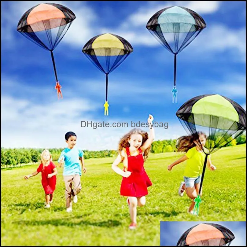 party fidget toys hand throwing parachute kids outdoor funny toy game play for children fly parachute sport with mini soldier