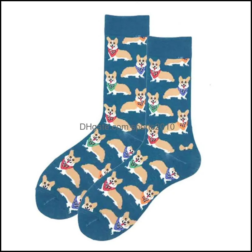 Fashion Men`s Socks Medium Tube Stockings Cartoon Animal Food Donut Pizza Cotton Socks