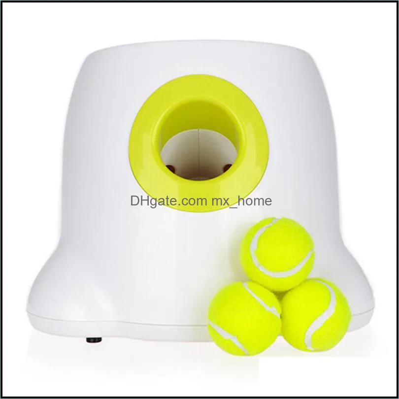 Dog Pet Toys Tennis Launcher Automatic Throwing Machine Pet Ball Throw Device 3/6/9m Section Emission with 3 Balls Dog Training