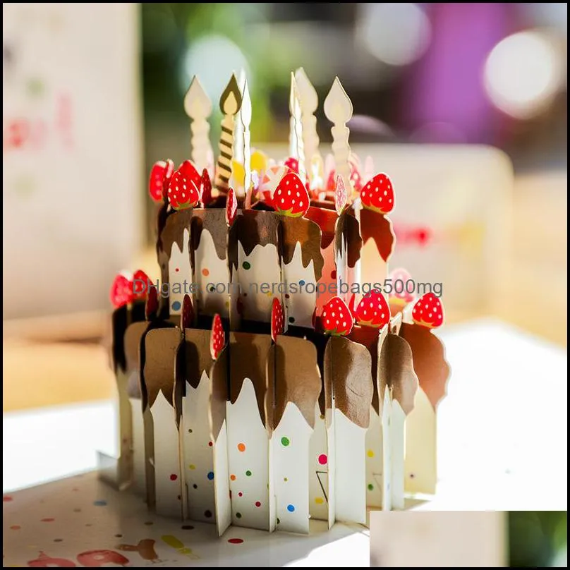 Three-dimensional birthday card Korean creative 3D cake handwriting small card diy children`s handmade