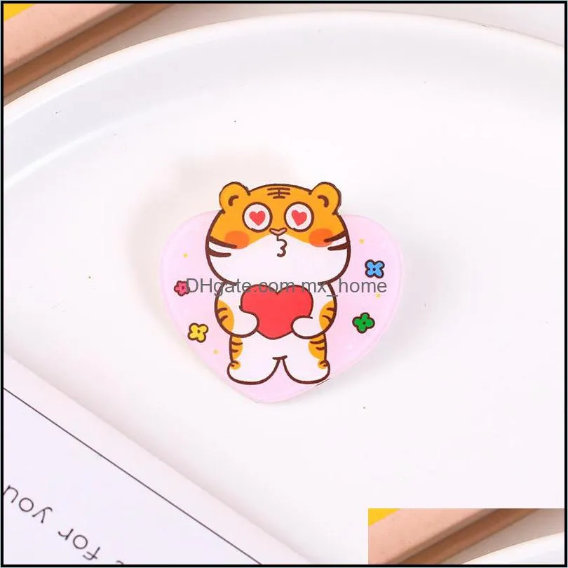 ins wind cute little tiger brooch cartoon acrylic decorative badge girl heart clothing bag pin