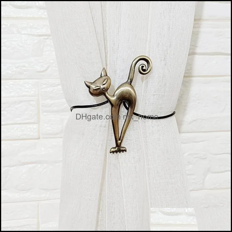 Curtain Poles Cat Shape Strong Curtain Tiebacks Alloy Hanging Belts Ropes Curtain Holdback Rods Accessoires Ring