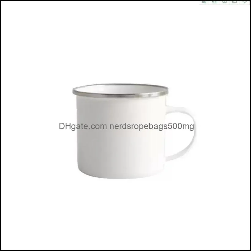 Sublimation Mugs Blank Heat Transfer Coated Enamel Mug Stainless Steel Edge Beverage Mugs