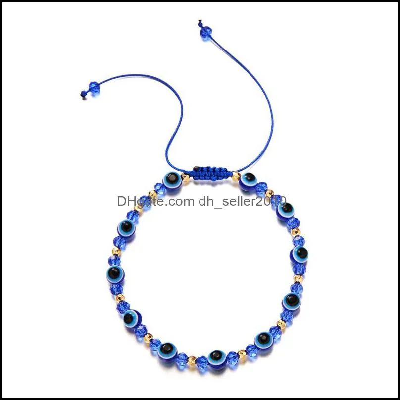 Turkish Blue Eye Beaded Bracelet Colorful Crystal Resin Bead Rope Chain Eyes Lucky Couple Bracelets for Women Charm Jewelry 230 D3