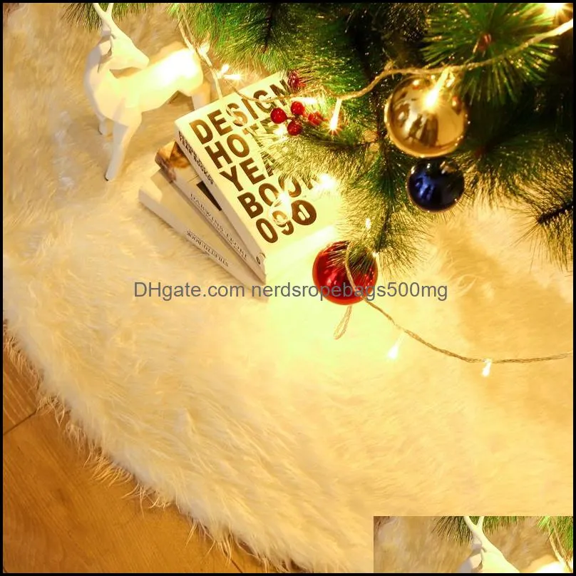 long-haired Christmas tree skirt pure white falling water plush holiday supplies Christmas tree skirt decoration